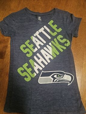 Team Apparel Navy Blue T-Shirt with Green and White Seattle Seahawks Graphics